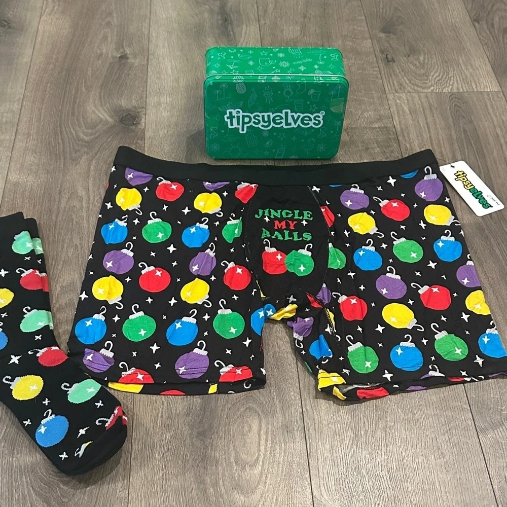 Tipsy Elves Jingle My Balls Bulb boxers & socks gift set